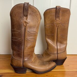 Lucchese Women's Tan Brown Leather Western Boots 6